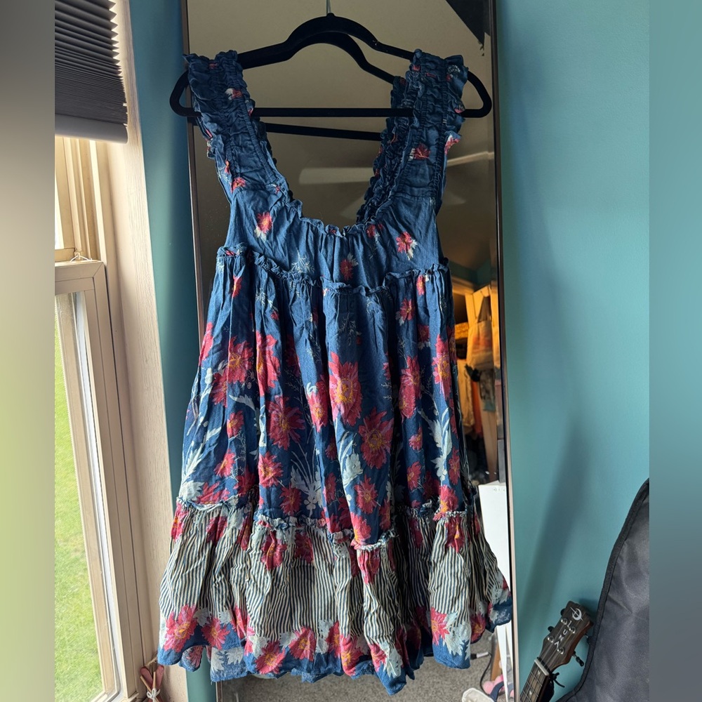 NWT Free People Blue and Pink Floral Dress